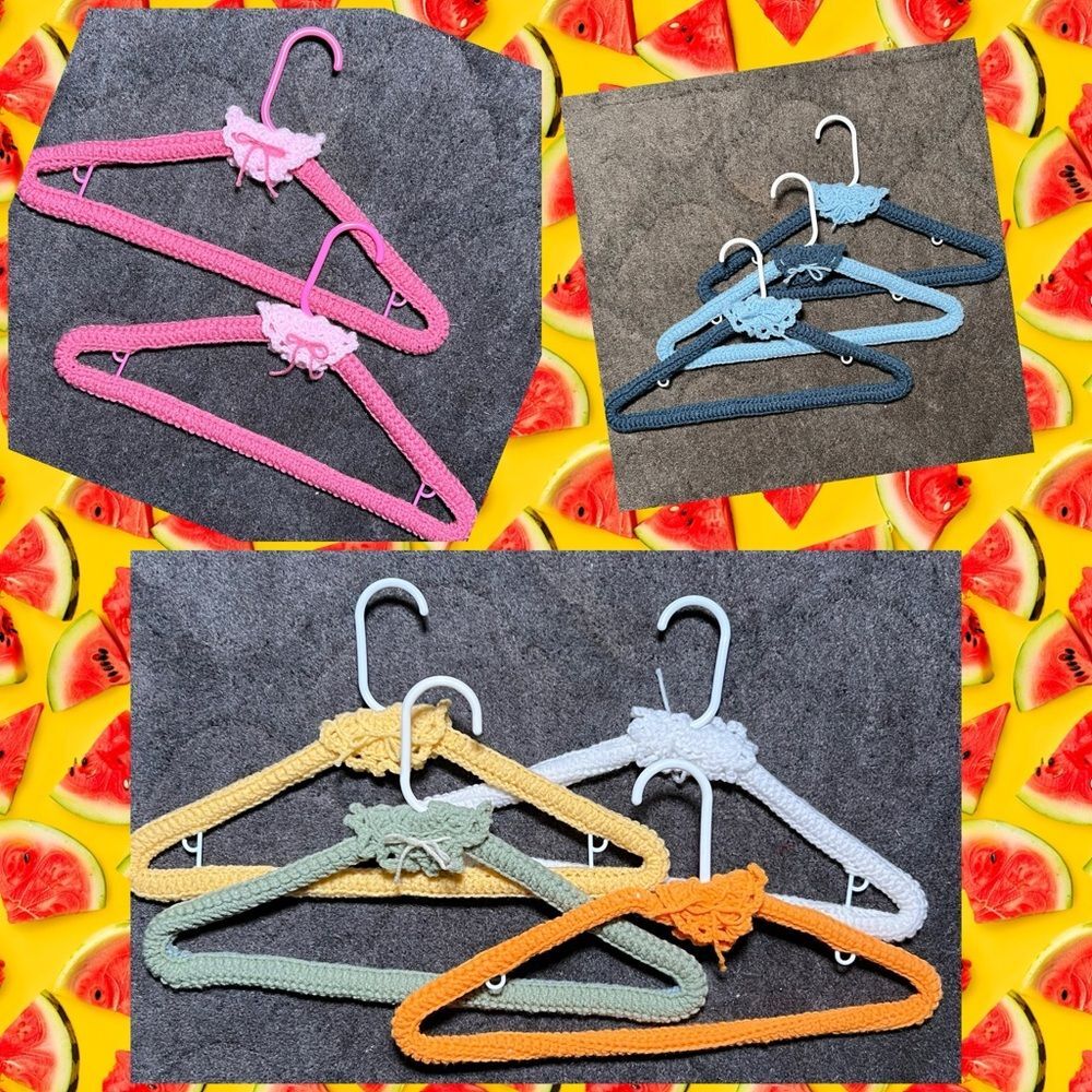 Hand crocheted hangers